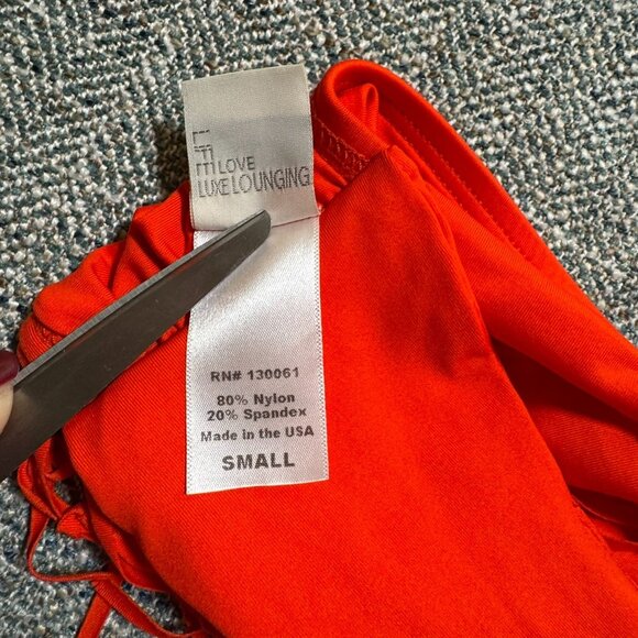 L Space Women's Solid Orange Fringe Bandeau Bikini Top Size Small Nylon, Spandex - Picture 5 of 5